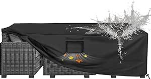 Patio Furniture Covers, 600D Heavy Duty Outdoor Furniture Covers Waterproof Large Patio Table and Chair Covers Rectangular for Outdoor Seating Fits up to 108L x 82W x 28H Inches, Cover108IN