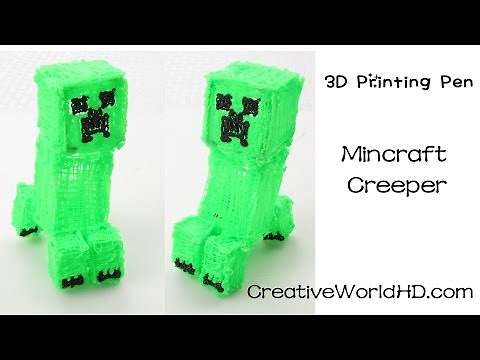 3Doodler Minecraft Creeper 3D - How to Tutorial 3D Printing Pen-DIY Scribbler