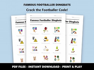 Famous Footballer Dingbats Picture Quiz: Fun Printable Trivia Game for Parties (instant PDF Download) - Etsy UK