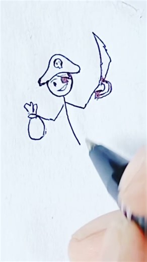 Easy Pirate Drawing in 30 Seconds 🏴‍☠️ #Shorts #Viral