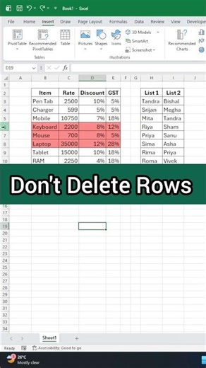 Don't Delete Rows in Excel! Try this powerful trick instead #excel #spreadsheetmagic