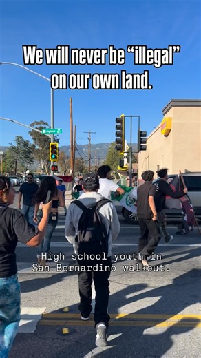 Jaguar Arreola on Instagram: "We do not allow pilgrims to tell us we’re not from here. We’re from this continent. They committed genocide to be on this continent. ¡Que vivan los estudiantes de las high schools de San Bernardino! 📚✊🏽🇲🇽"