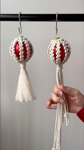 Macrame Christmas tree ornament tutorial 🧶 Watch full video ⬆️
