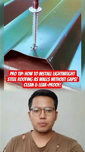 Pro Tip: How to Install Lightweight Steel Roofing as Walls Without Gaps! Clean & Leak-Proof! #shorts