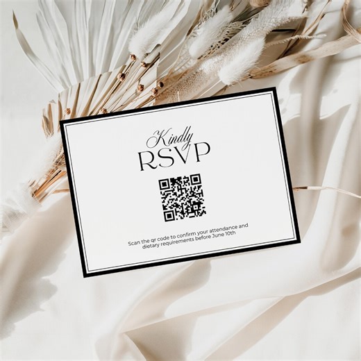 Old Money RSVP Card With QR Code, Editable Canva Wedding RSVP Template, Elegant Minimal Response Card, Printable Invitation Insert WEDK011 - Etsy UK