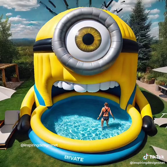 I would never deflate my inflatable Minion pool ever! 🤣🤣👏👏 #minions #despicableme #minioncult #poolparty