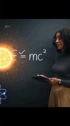 The equation E = mc² states that energy (E) and mass (m) are interchangeable; a small amount