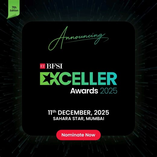 🏆 Get Ready for the ETBFSI Exceller Awards 2025! India’s BFSI sector is being reimagined—public sector banks deploying AI, NBFCs widening financial access, fintechs rewriting rules in credit and payments. It’s an era of innovation, inclusion, and transformation. And now, it’s time to honour the pioneers leading the charge. If you’ve spearheaded a bold digital initiative, driven customer-centricity, delivered operational excellence, or led inclusive financial growth—this is your stage. 📅 11 Dec