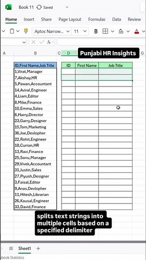 The TEXTSPLIT function in Excel is used to split text into multiple cells based on a delimiter.