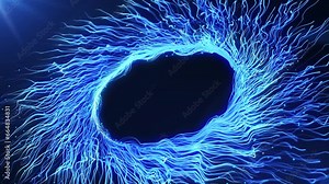 Abstract glowing e particles flying in a spiral in a whirlwind of energy, magic particles sparkle and swirl on an abstract background. Video 4k.