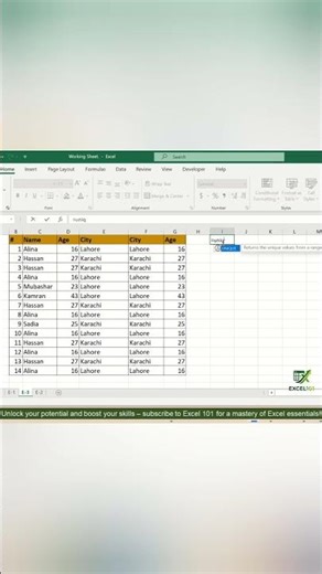 How to Extract Unique Columns | Excel Hacks #excel101 #dataanlysis