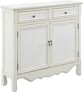 Powell Martine Antique Cream Console with Sophisticated Designs on The Door Fronts
