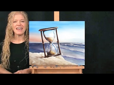 How to Draw and Paint with Acrylics SANDS OF TIME - Paint and Sip at Home - Beach Landscape Tutorial