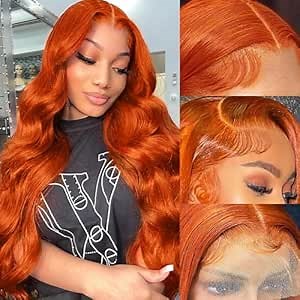 30 Inch Ginger Lace Front Wigs Human Hair 180% Density Ginger Orange Body Wave Human Hair Pre Plucked with Baby Hair Orange 13x4 HD Lace Front Wigs Glueless Wig for Black Women