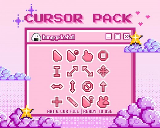 Kawaii Pink Mouse Cursors Pack | 16 Designs | Full Aesthetic Cozy Cute Custom Window Cursor Pointers | Pixel 8 Bit Y2K PC Gaming Cursor - Etsy