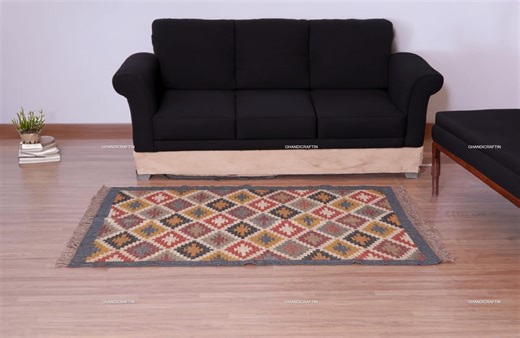 Colorful Kilim Runner Rug, Handwoven Wool Jute Geometric Runner, Boho Hallway Rug, Tribal Farmhouse Carpet, Entryway Kitchen Runner - Etsy