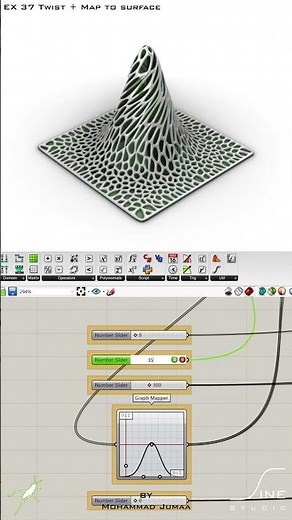 Grasshopper - EX 37 - Twist + Map to surface ‪@sinestudio‬ #parametricdesign #grasshopper