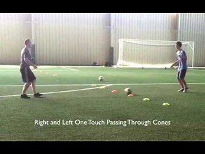 Simple Right and Left One Touch Soccer Passing Drill Through Cones - Private Soccer Training