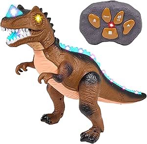 Amazon.com: Kidplokio RC Remote Control Dinosaur T Rex Toys for Boys, LED Lights Sounds, Brown, Ages 3+ : Toys & Games