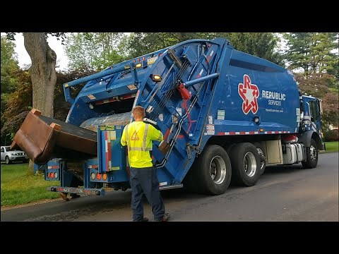 Republic Services: Mack MRU McNeilus rear loader garbage trucks on bulk trash