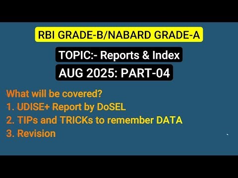 Part-04 | AUGUST 2025 | Reports and Index | UDISE+ Report on School Education
