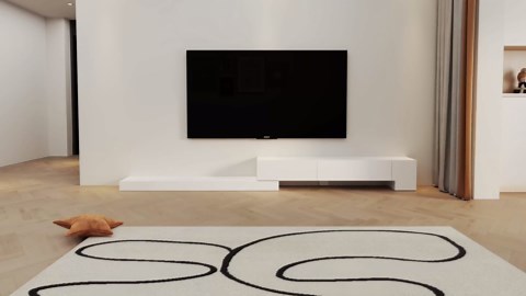 Retractable TV Stand, Solid Wood Minimalist TV Shelf, Mid-Century TV Console with 1 Door & 2 Drawers, Adjustable 71'' to 122'' Entertainment Media Console Center Under TV (White)