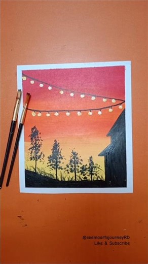 🎨Easy Village Painting | Oil Pastels Art #artshorts #easytutorial #arcylicpainting #oilpasteldrawing