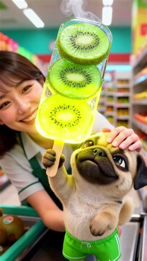 🍡😄A Giant Popsicle, a Happy Pug, and Smiles for Everyone! #funny #mypug #cute