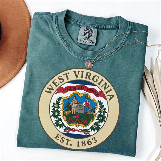 Comfort Colors West Virginia Flag Shirt: Vintage State Seal Badge Tee Est 1863 - Etsy
