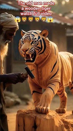 The old man made a wooden tiger. Watch full video |😱🦁😱|#shorts #tiger #viralvideo