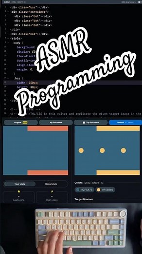 CSS Battle 15th July: ASMR Coding Keyboard Only #coding #asmr #cssbattle #aulaf75 #webdev #keyboard