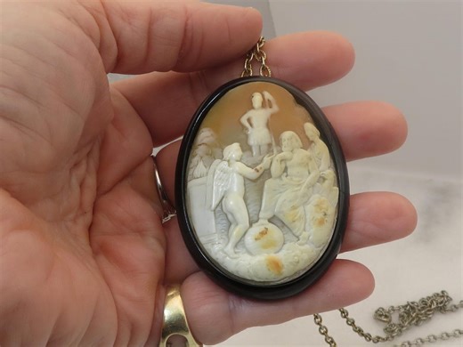 Antique Shell Cameo Pendant Necklace Asis. 1880.s - Etsy