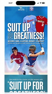 Score Free Custom Jerseys for Your Team! SCORE Sports 😉 Enter our Custom Jersey Contest for a chance to win free custom jerseys for your team! Simply design your jerseys digitally and upload them, or print our template, let your players get creative, snap a photo, and submit their masterpiece. 🏆 8 winning teams—one from each region—will be selected! Don’t miss out on this opportunity to suit up in style. Ready to design? Enter now! 🥎 | Babe Ruth Softball