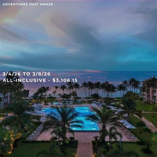 🌴🌅 Trade winter layers for warm Caribbean breezes and ocean views! ✨ Step into Spring Break with sun-soaked days, relaxed mornings on the balcony, and family time that feels like a vacation. This Punta Cana getaway is ideal for families who want comfort, ease, and a beautiful beachfront setting without the overwhelm. 📍 Punta Cana, Dominican Republic 📆 March 4–8, 2026 💎 What’s Included ✈️ Departing flight: Chicago (ORD) ➡️ 1 stop in Fort Lauderdale (FLL)➡️ Punta Cana (PUJ) ✈️ Returning fligh