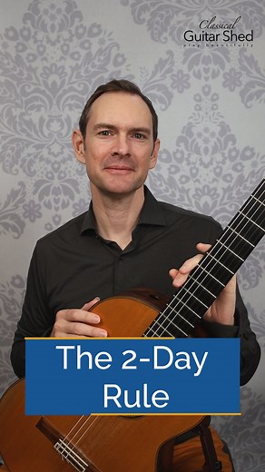 1.5K views · 22 reactions | Struggling to keep up your guitar practice? The 2-Day Rule is here to save the day! Don’t skip more than 1 day, even if it’s just 1 minute. You’ll be amazed at the momentum you build! #classicalguitar #practicingguitar #guitarmotivation #guitartips #nevergiveup | Classical Guitar Shed | Facebook