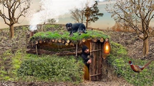 Building a Warm Secret Survival Shelter Inside a Giant Tree Takes Shelter from a Wild Boar | Wildness Builder | Facebook