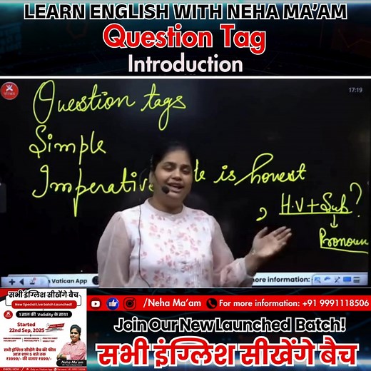 11K views · 274 reactions | Question Tag Introduction | Neha Mam English | #englishlearning #teaching #englishteacher #englishvocabulary #englishlearning #englishtips #questiontag | Neha Mam English | Facebook