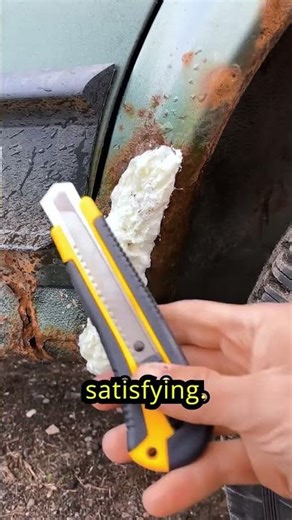 Fixing Rust the Quick Way： Foam, Filler, Done! 🔧🚙 #odlysatisfying
