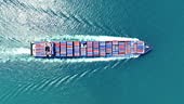Top view of Cargo container Ship, cargo vessel ship carrying...