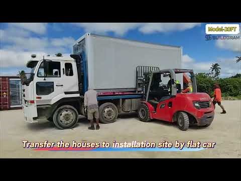 How to unload the expandable house when it arrives?