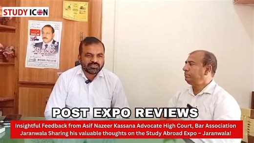 32 reactions · 6 comments |  Insightful feedback from Advocate Asif Nazeer Kassana on Study Icon’s Study Abroad Expo Jaranwala empowering students to chase their UK dreams! ✨  Contact: 0300 6687881 asif@studyicon.com Ripple Lane D Ground Faisalabad #StudyIconFaisalabad #StudyIcon #StudyAbroadExpo #JaranwalaEvents #StudyInUK #UKUniversities #StudentSuccess #IELTS #UKStudyVisa #StudyIconPakistan | Asif Raza | Facebook