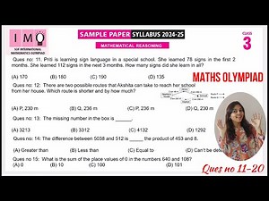 IMO Class 3 Maths Olympiad Sample Paper Ques no 11-20 | Maths Olympiad Mock Test for Class 3 |