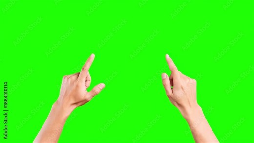Two Hands Pointing Index Fingers Upwards and Inwards on Green Screen