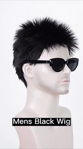 Mens Black Wigs Short Layered Black Hair Wig for Men Male Synthetic Buzz Cut Halloween Cosplay Costume Wigs