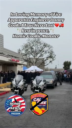 Rest in peace, HOMIE 🕊️ Danny Cook🕊️ aka Cookie Monster 😭💔🚒 💔🚒. Honoring the brave CalFire firefighter. Perris, CA—It is with profound sadness that we announce the line of duty death of Fire Apparatus Engineer Danny Cook. Earlier this morning, while engaged in firefighting operations at a structure fire, Engineer Cook experienced a medical emergency. 🚑 Immediate life-saving measures were initiated by personnel on scene, and he was transported to a local hospital. Despite the exhaustive e