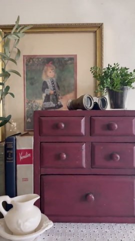 Vintage Wooden Apothecary Cabinet | Rustic Red Drawer Box | Farmhouse Organizer Chest | Primitive Storage Cabinet | Cottage Decor