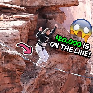 Cross The Canyon On A Slack Line For HUGE Prize ! | MrBeast