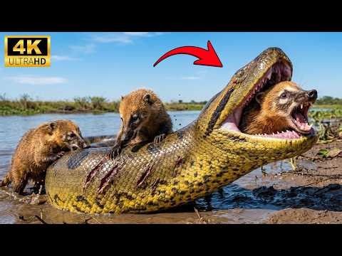 Amazon Titans: Coati Pack vs. Green Anaconda — The Ultimate Survival Duel in 4K Wildlife Cinema