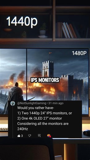 2 1440p monitors or a single 4k monitor. #gamingsetup