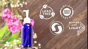 4 oz Cobalt Blue Glass Boston Round Bottle with White Lotion Pump (6 Pack)